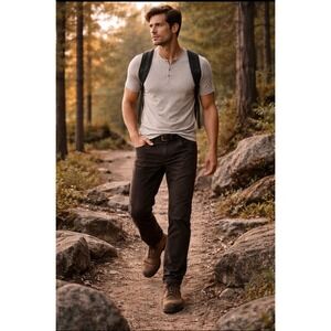 Men's Prana Dark Brown/black Heavy Utility Outdoor Pants Straight Fit 38x30. EUC